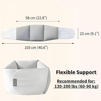 Ergonomic Adjustable Back Support with Contoured Design, Deep Sleep Protection, Sleeping Adjustable Back Support, Lumbar Support Wrap Around, Lightweight Down - Size: S/L White L