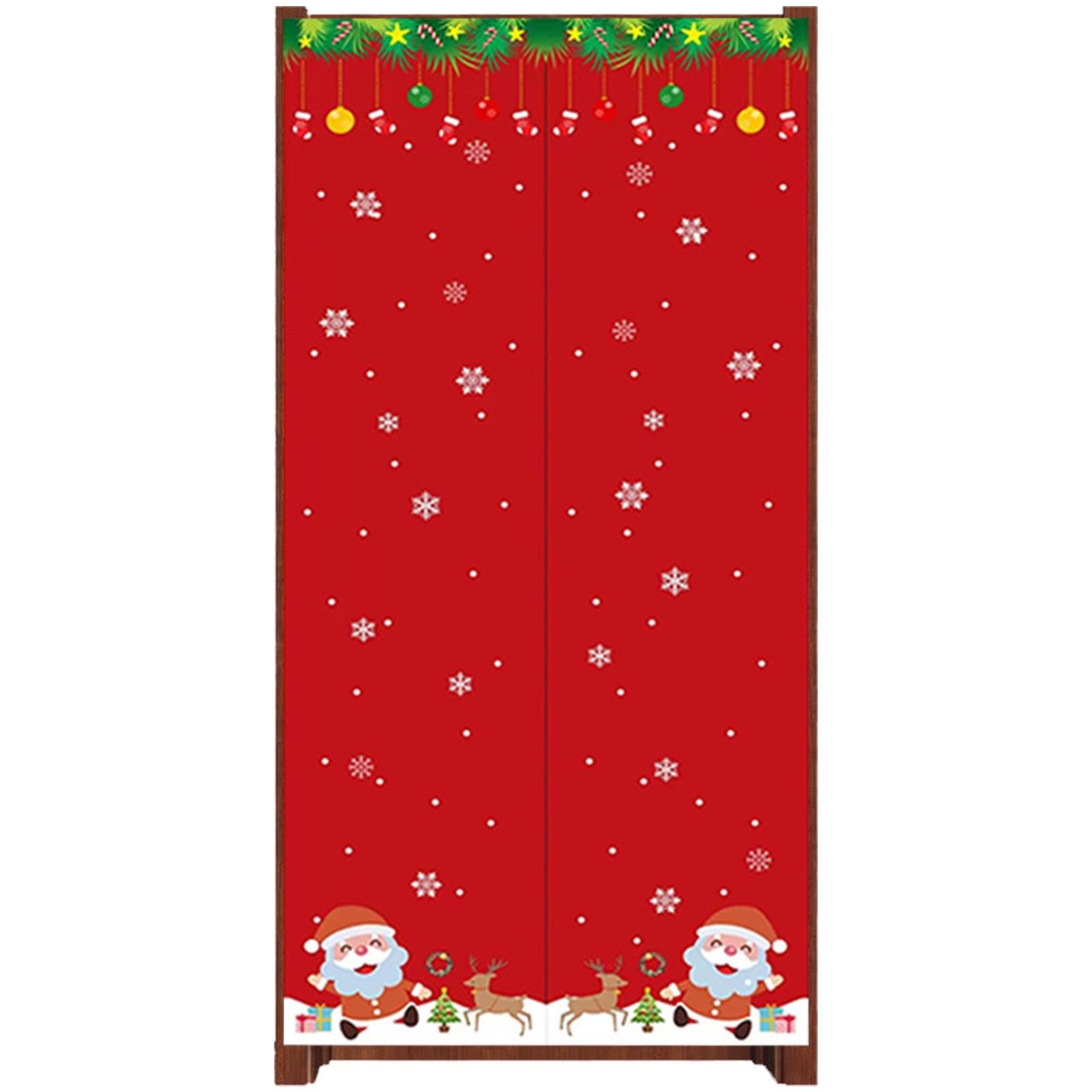 Rideaux de porte coulissante de Noël isolants contre le froid et le bruit hivernal