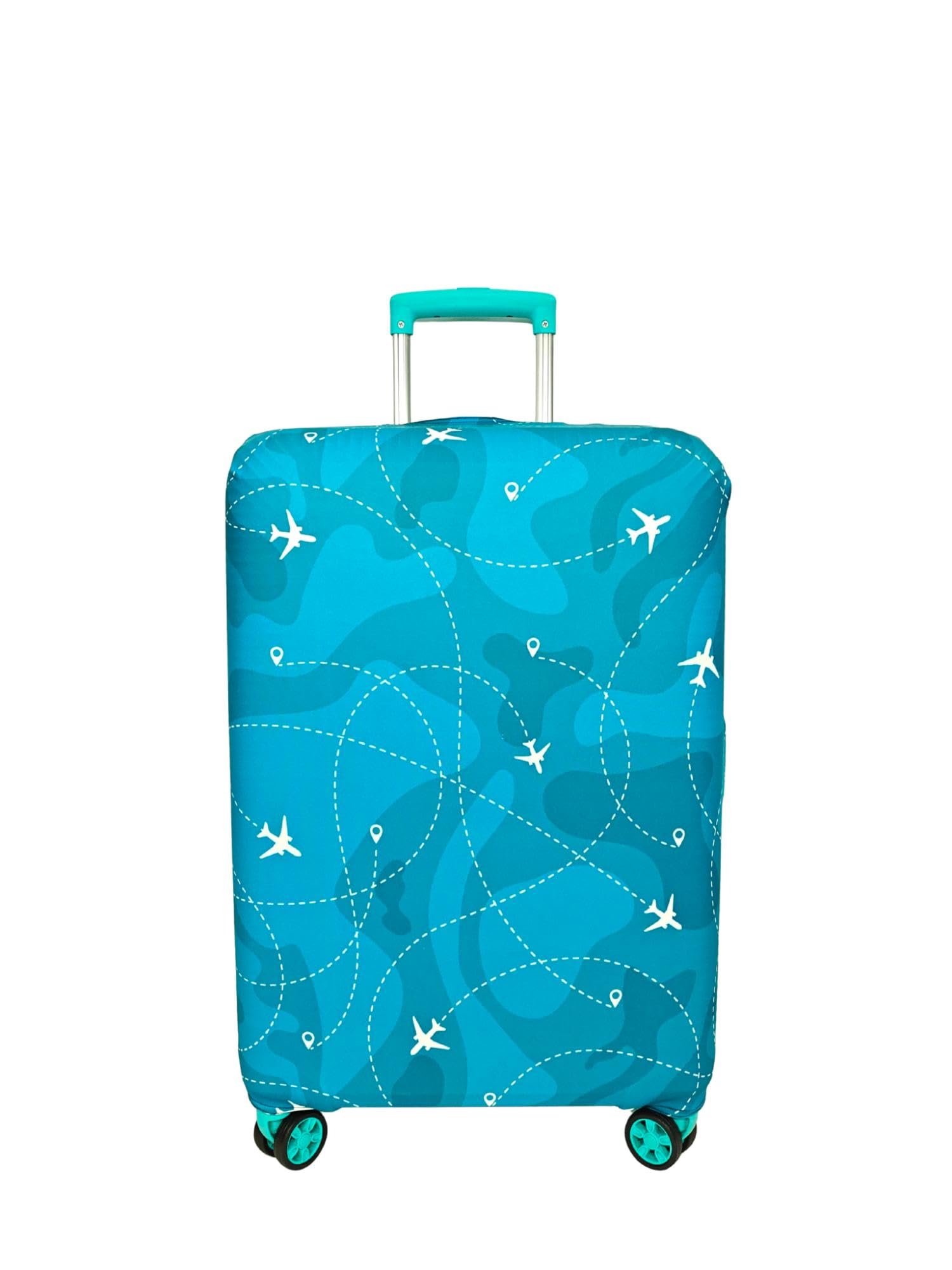 Printed Luggage Cover for Suitcase Stretchable Scratchproof Trolley Bag Protector with Velcro Lock Washable Travel Cover (Only Cover in Product)-Sky Overseas_Sky Blue 1-M-image-14