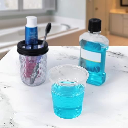 Miniatura 2 de Paquete de 300 vasos de plástico transparente de 3 onzas, vasos desechables para enjuague bucal para baño, pequeños vasos de plástico para expreso,