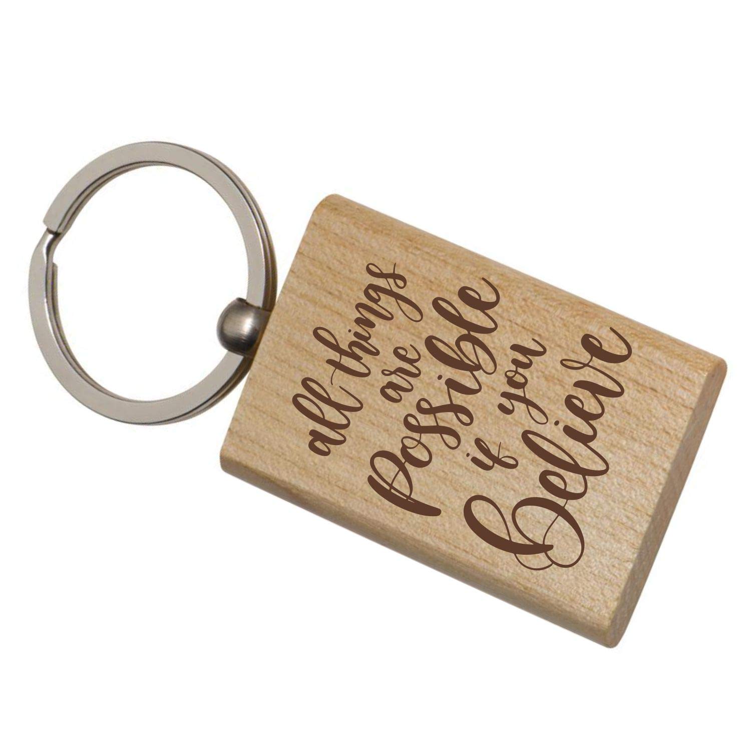 YaYa Cafe Wooden Keyrings Motivational Quotes All Things are Possible ...