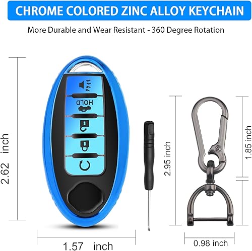 Miniatura 10 de QBUC Funda para llavero Nissan con llavero de TPU suave para llave de 2017-2021 Altima, Rogue, Maxima, Sentra, Infiniti, Armada, Sedán, Murano,
