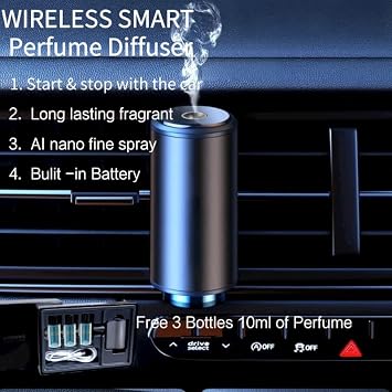 Smart Car Air Freshener Diffuser, Aromatizante para Carro Inteligente Intelligent Car Aroma (Bluebell3pcs Oils)