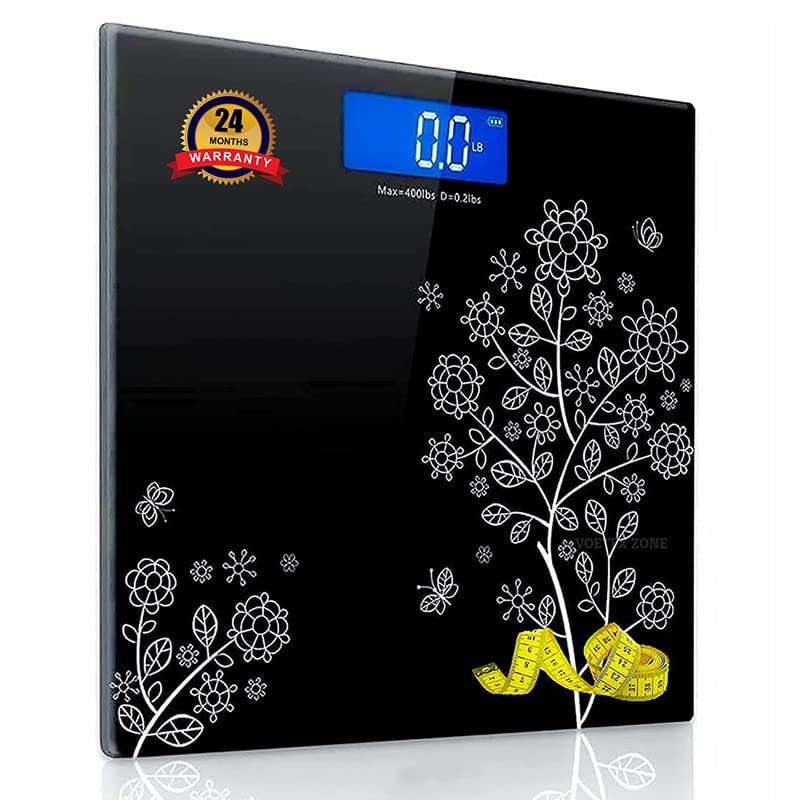 Yoobure Digital Body Weight Scale with Step-On Technology, High Precision Bathroom Scale 6mm Tempered Glass Easy Read Backlit LCD Display, 400 Pound