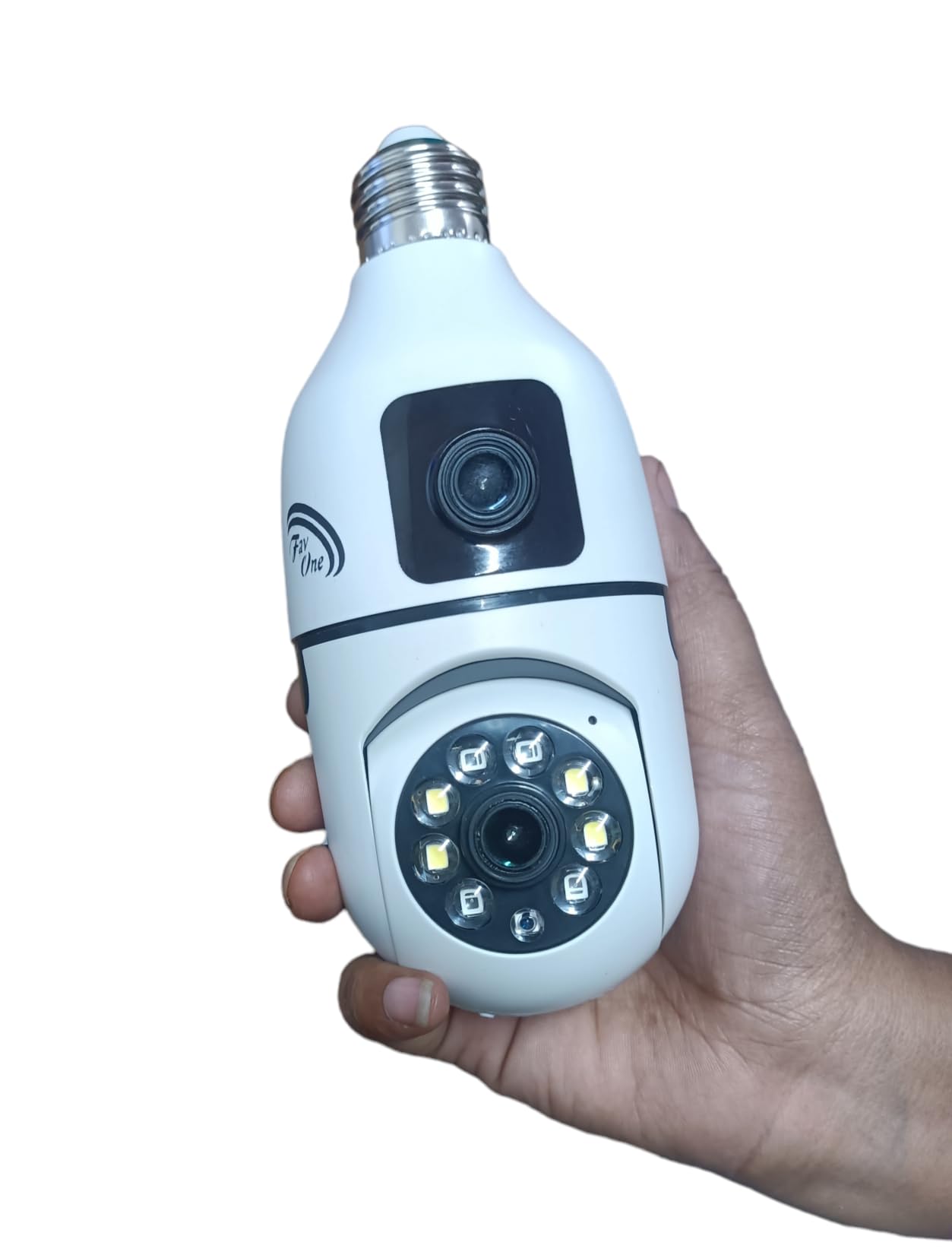 favone 4mp wifi wireless bulb cam 2-in-1 dual lens bulb camera live view, bullet+ptz control, two way audio,color night vision, ai human detection for indoor camera
