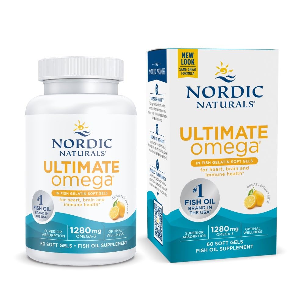 Nordic Naturals Ultimate Omega 3 Fish Oil In Fish Gelatin | 1280Mg Omega 3 Fish Oil-EPA & DHA Supplement | Omega 3 Supplement For Pescatarian & Restricted Diets | 60 Fish Oil Lemon Flavour Softgel (B004GEWJVE) Amazon Price History, Amazon Price Tracker