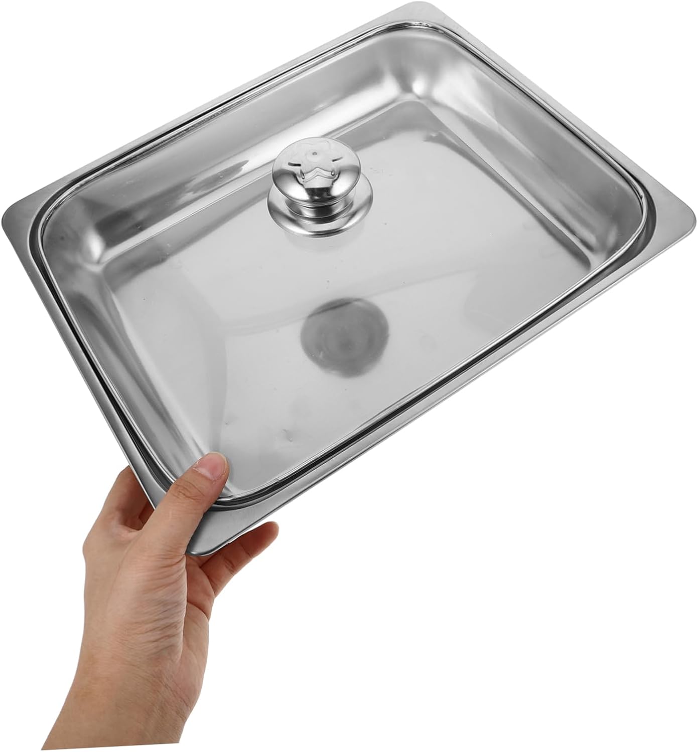 Stainless Steel Buffet Serving Pan with Glass Lid Detachable Leg Design for Spacious Capacity for Outdoor Events and Insulated Buffet Server for Family Gatherings