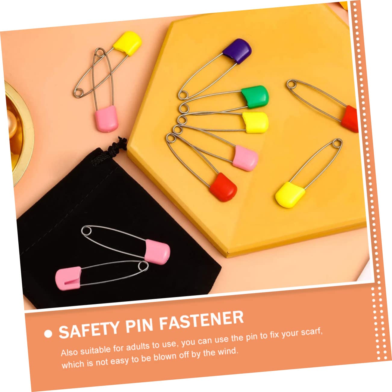 KALLORY 100pcs Large Safety Pins Diaper Pins for Children Nappies Cloth Diapers Bibs Fastener Random Color