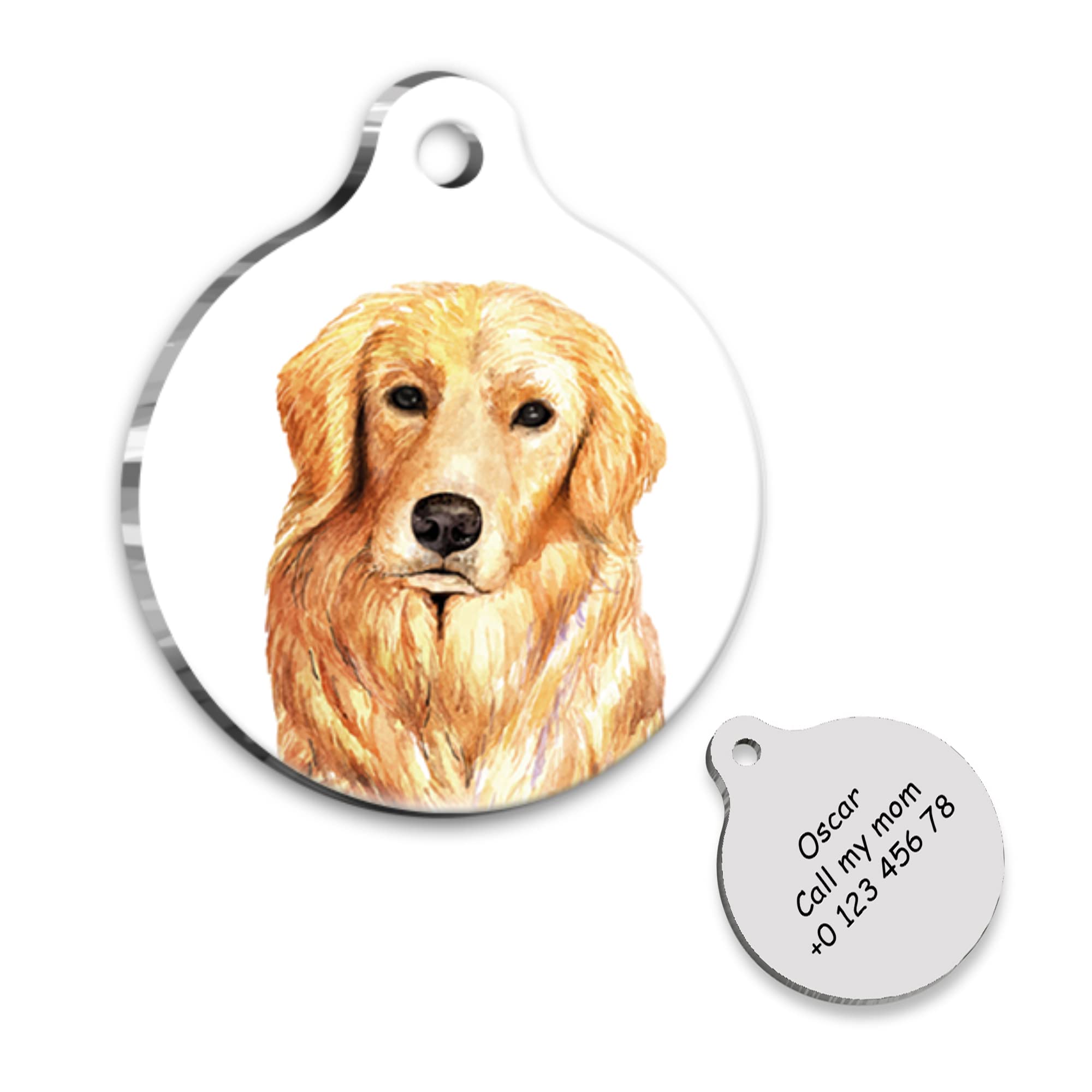 Golden Retriever Dog Personalized Dog Tag - Golden Retriever Custom Name Tag - ID Tag for Dog - Customized Pet Tags - Dog Name id Tag - Dog Name Tag - Engraved Dog Tag