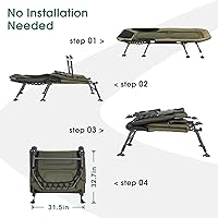 Vista 4 de Catre de camping plegable XL con colchón para adultos, cama de campamento de gran tamaño con bolsa de transporte, reclinable ajustable en 180°