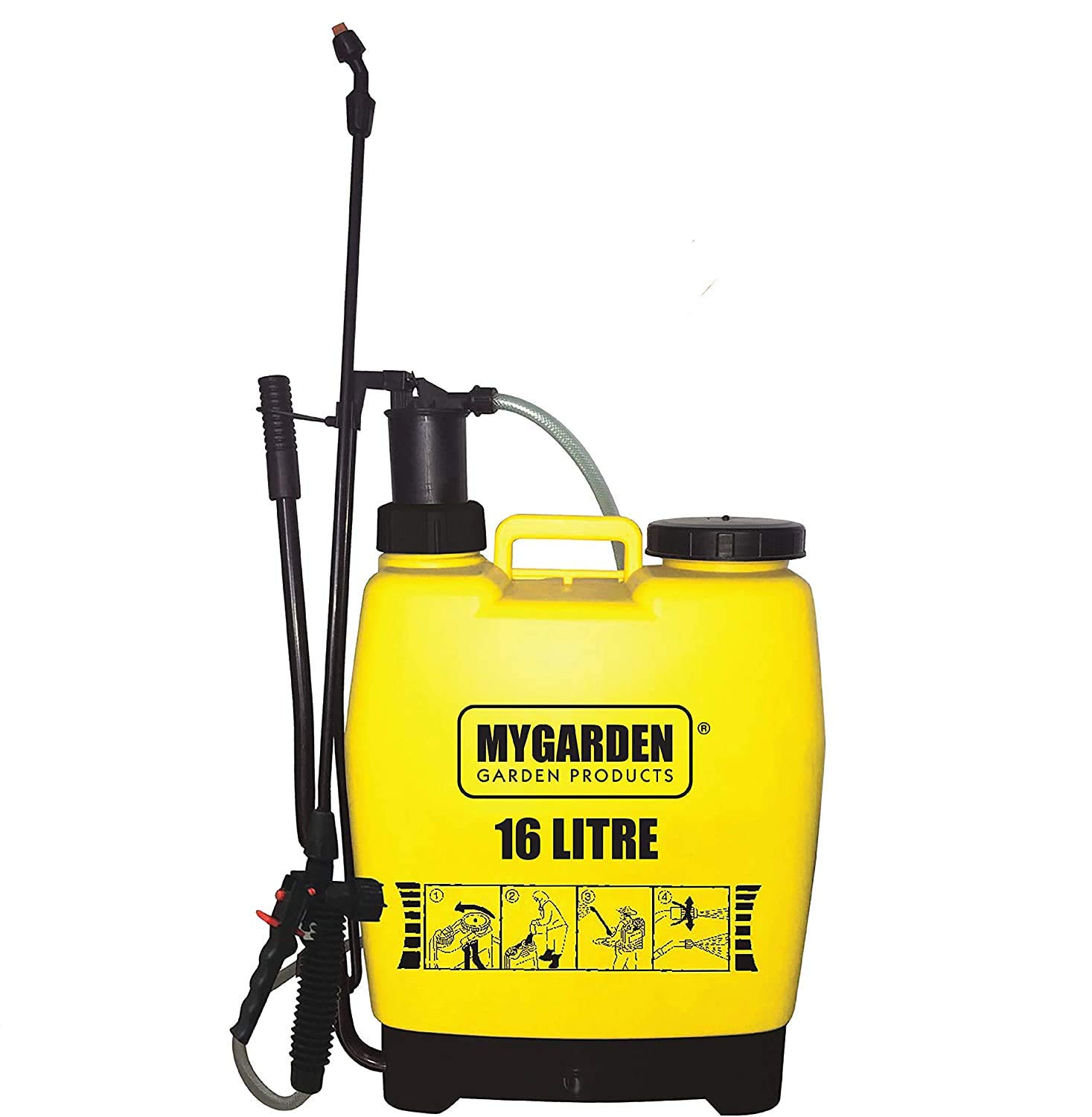 MyGarden Pressure Sprayer 16L Manual Litre Agricultural Garden Weed Killer, Fertiliser, Herbicides, Pesticides, Detergents, Preservative Spray Knapsack Back Pack