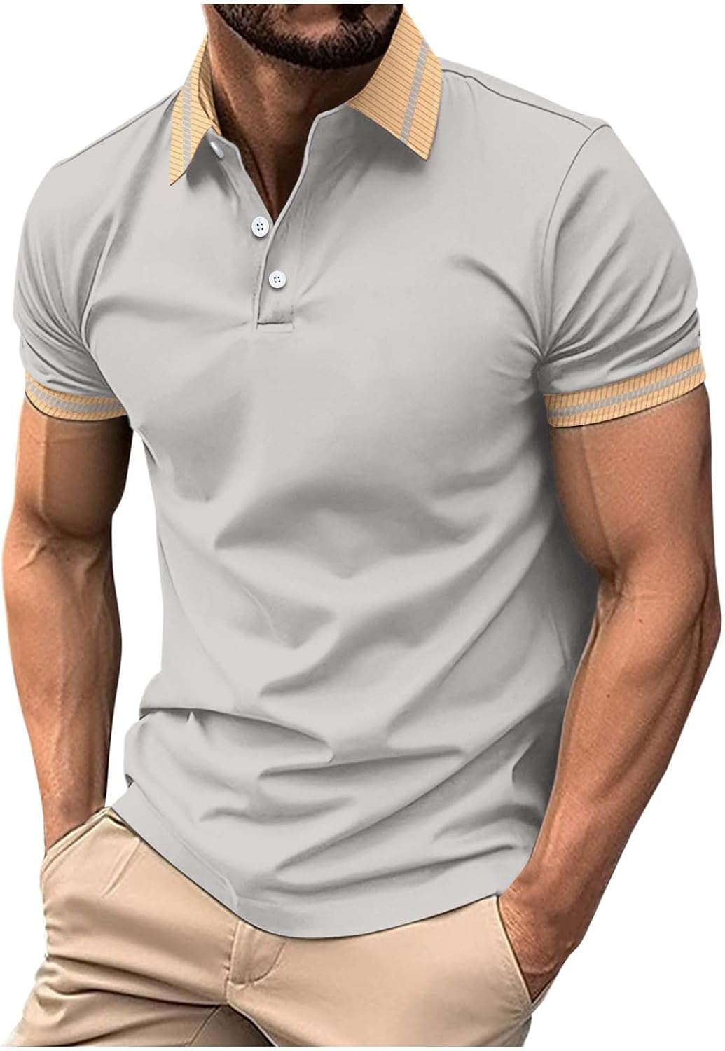 FZYLQY Golf Shirt for Mens Short Sleeve Moisture Wicking Shirts Business Casual Athletic Collared T-Shirt with Pocket