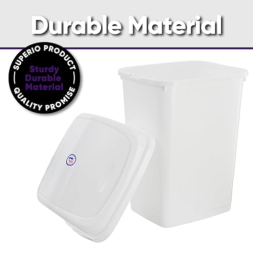 Miniatura 4 de Superio Basurero de cocina de 13 galones con tapa abatible, cubo de basura alto de plástico para exteriores e interiores, cubo de reciclaje grande