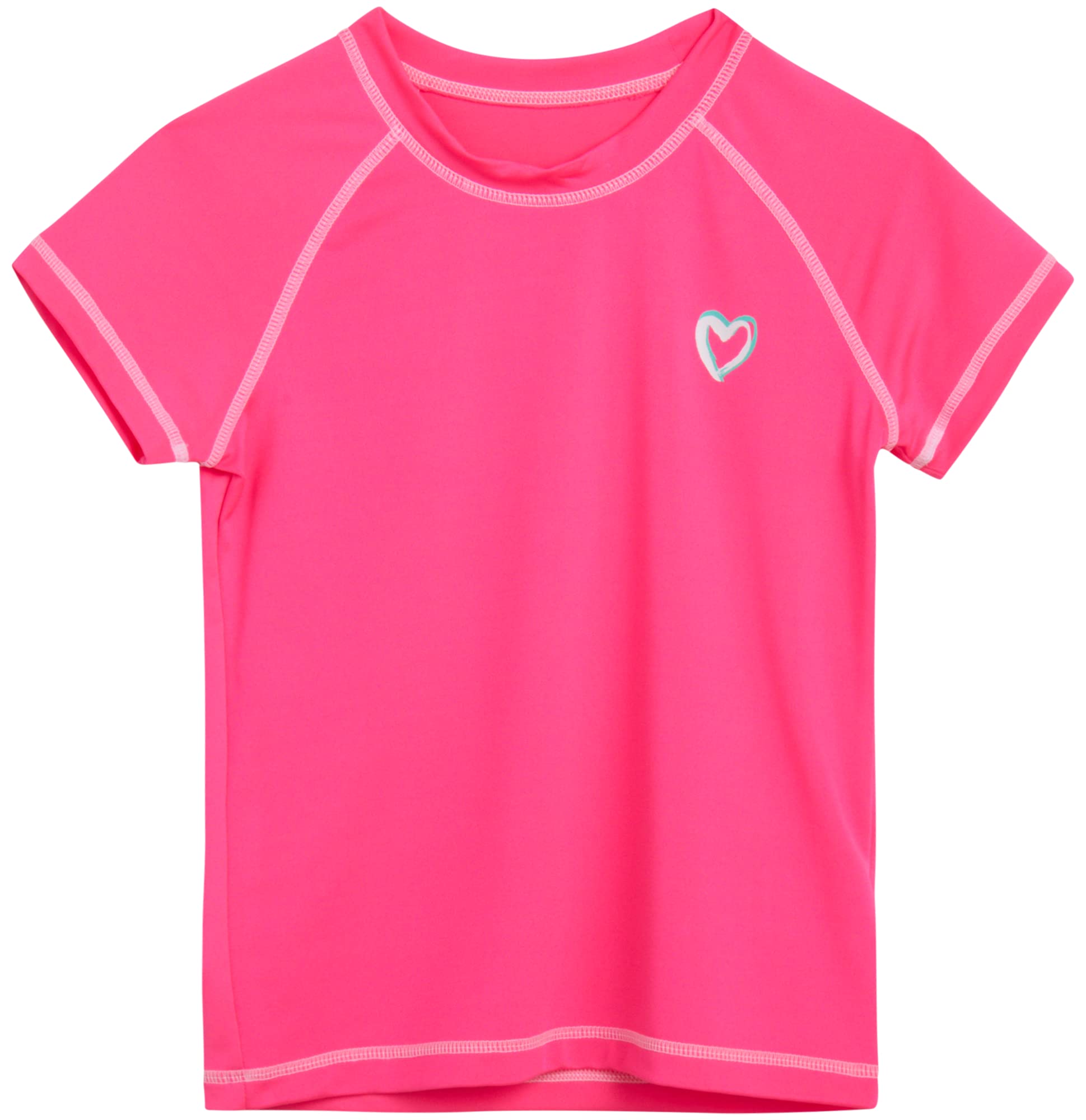 Pink Platinum Girls Swim Shirt - Lightweight Quick Dry Short Sleeve Rash Guard for Girls, Swim Top w/UPF 50+ Sun Protection