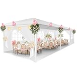 HOTEEL 10x30 Party Tent Outdoor Canopy Tent with Removable Sidewalls&comma; White Tents for Parties Waterproof for Patio Gazebo Shelter Carpas Wedding Events BBQ Upgrade 3&period;0
