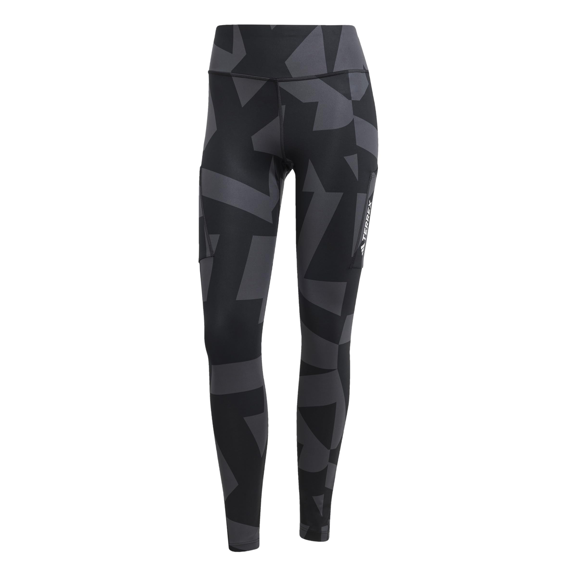 adidas Women's Terrex Multi Printed Tights, Carbon/Black/Black/Black, 8