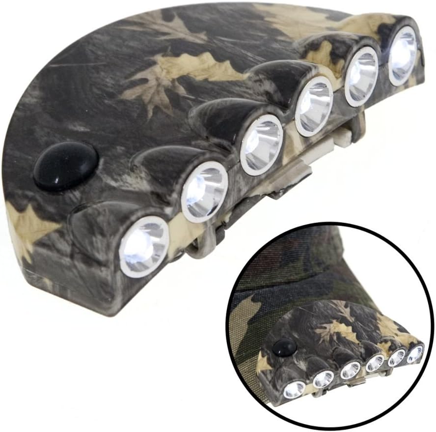 Saddlebred Outdoors Camo 6-LED Adjustable Hat Clip Light w/ 4 Modes Tilt Hunt Hike