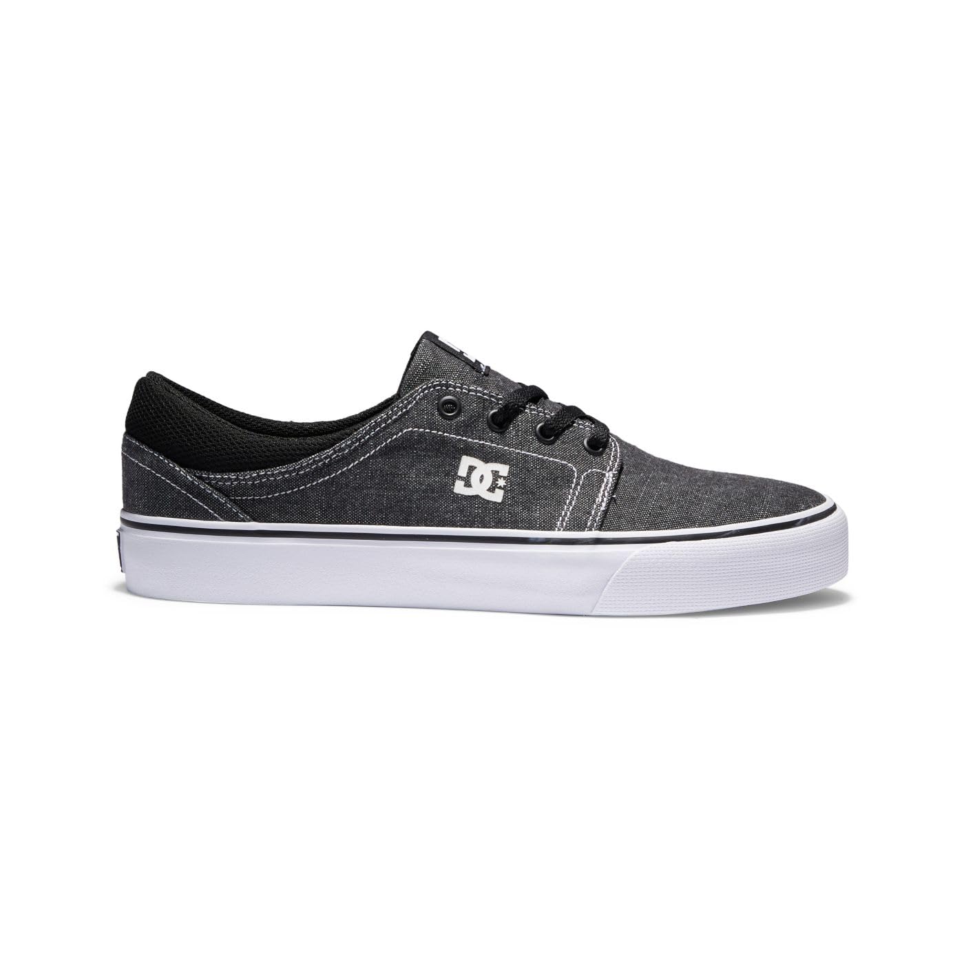 DC Men's Trase TX SE Skate Shoe, Black/White/White, 7.5