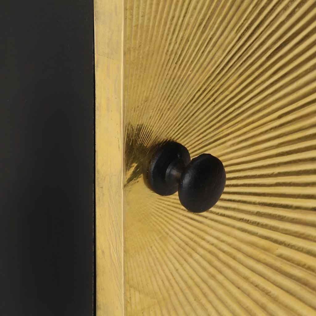 Nachttisch aus massivem Mangoholz, 40 x 30 x 50 cm, Gold und Schwarz