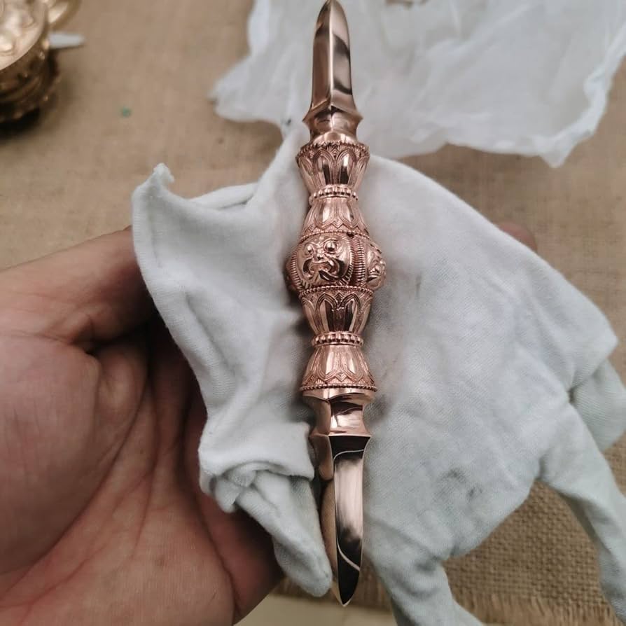 密教法具 寺院仏具」真言宗 鬼面型 金剛独鈷杵 仏具 銅製 磨き