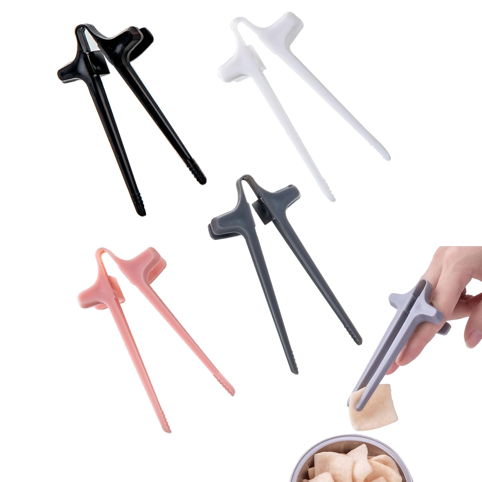 FineGood ゲーマー用指箸 ゲーム用指スリーブ ゲーミングお箸 指箸 ゲーマー用指箸 ポテチトング ポテトチップスト お菓子トング クリエイティブゲーマーアクセサリーキッチンツ ゲームアクセサリー スナックポテトチップトング 手が汚れない 4色入