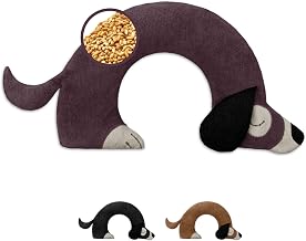 LESCHI 100% Organic Cotton Microwave Heating Pad, Purple Dog, 100% Organic Wheat Seed Hot Water Bottle, Microwave Hot Water Bottle Ideal for Warming Cervical, Shoulders, Neck, Neck