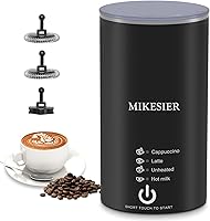 MIKESIER 4-in-1 Electric Milk Frother & Steamer: Stainless Steel Hot/Cold Foam Maker with Temp Control for Latte, Cappuccino, Hot Chocolate