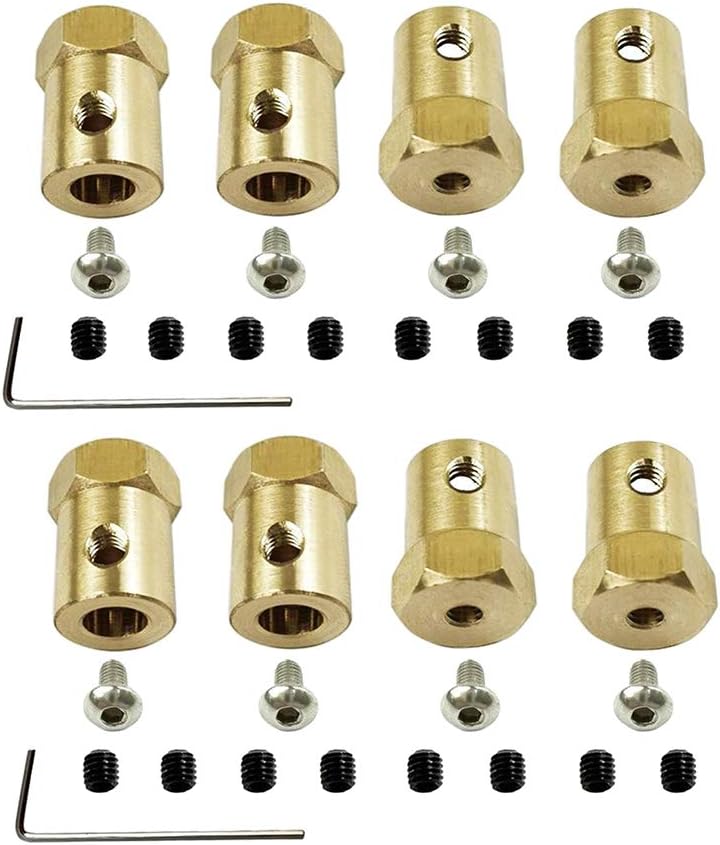 Wresetly 8PCS 5mm to 12mm Brass Combiner Wheel Hub Hex Adapter for D12