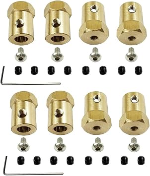 8pcs 5mm to 12mm Brass Combination Wheel Hub Hex Adapter for 2 C14 C24 B14 4 B16 B36 MN D90 MN99 Car Parts