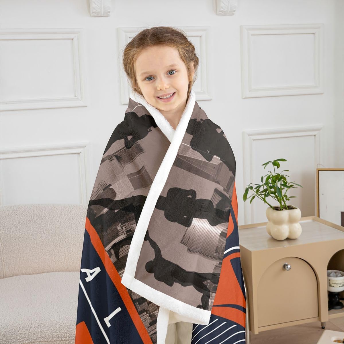 Erosebridal Kids Sports Football Seasonal Throw Blanket, Gridiron Player Silhouette Blankets for Boys Girls Rugby Sports Seasonal Color Fleece Blanket Queen for Sofa Bedroom