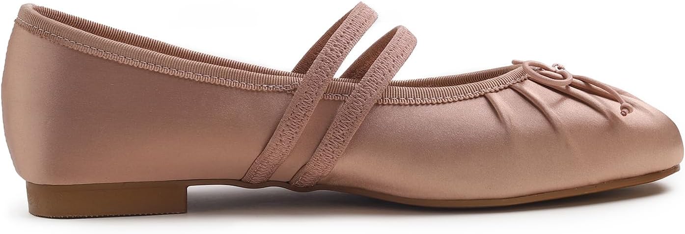 Women's Square Toe Mary Jane Fashion Ballet with Strap Comfort Dressy Working Flats