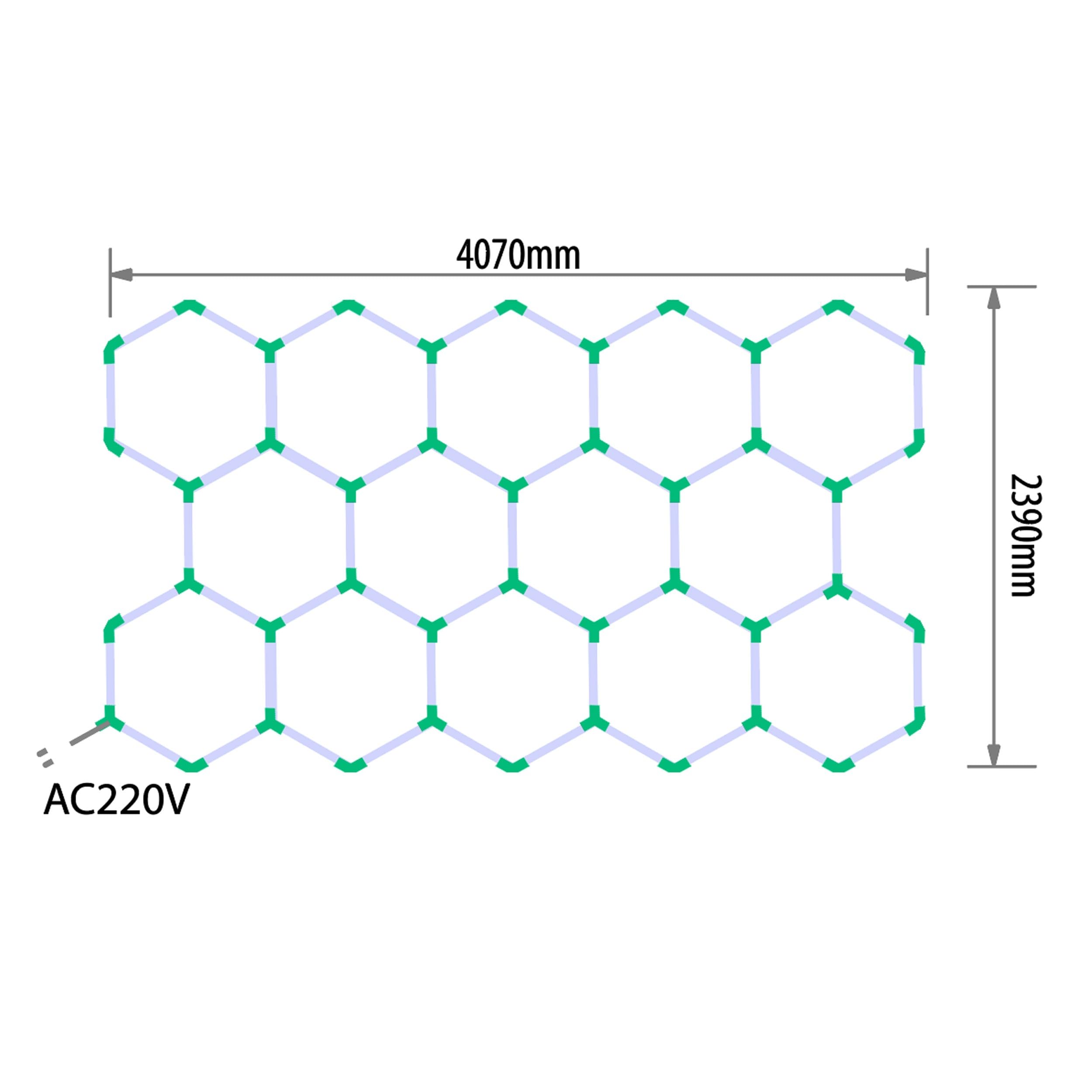 EinParts EPHCL13 lampa LED Hexagon 239x407 cm 14 modułów 50160 lm 6500K zimna biel do garażu warsztatu detailingu