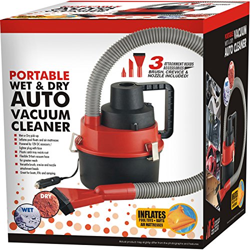 BARGAINS-GALORE 12V Wet Dry Vacuum Cleaner - Car Van Caravan Boat Floor Air Pump Volt Inflator, For Toys | Inflates Pool Floats And Air Mattresses | Flexible 3-Foot Vacuum Hose For Greater Reach