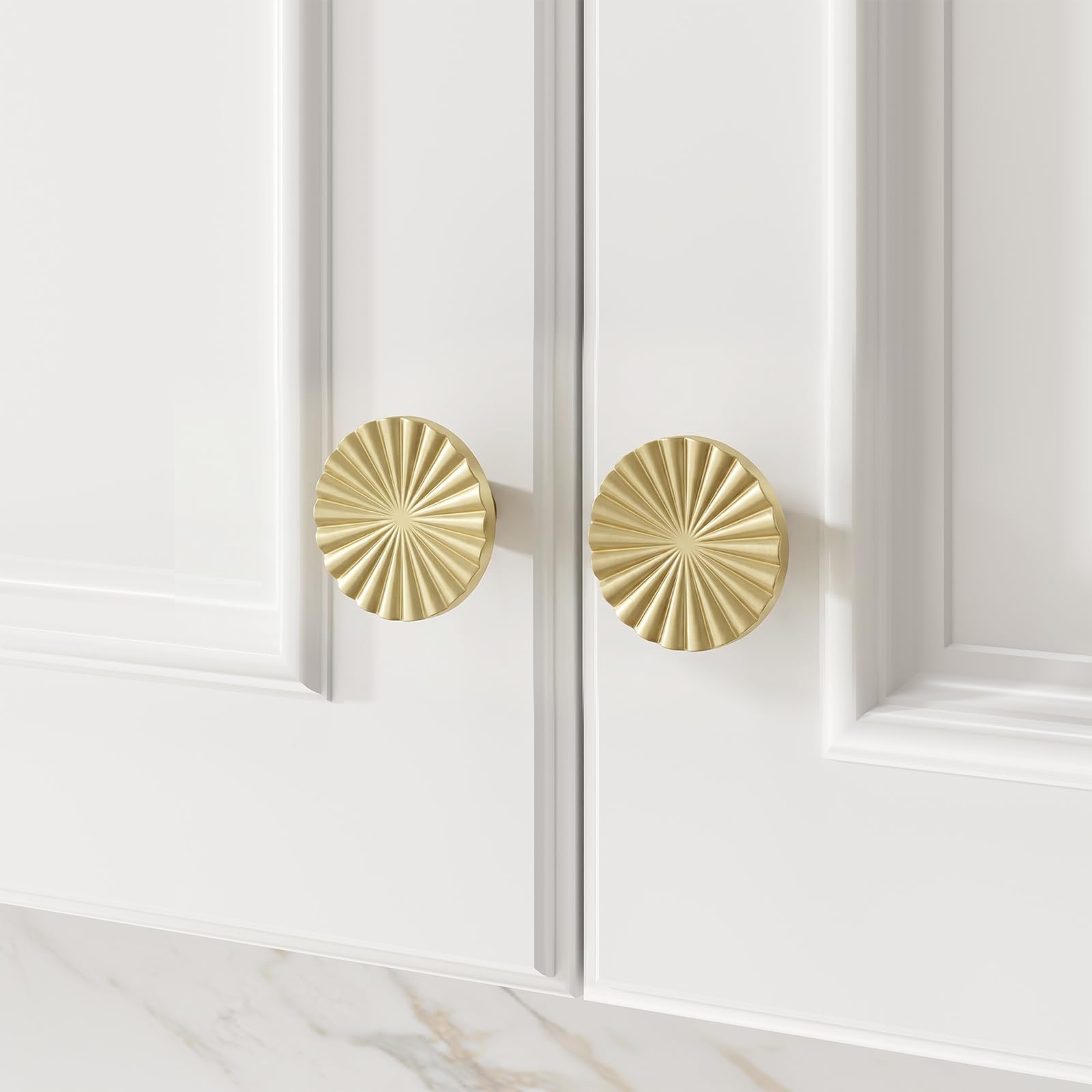 homdiy 10 Pack Gold Kitchen Cabinet Knobs Gold Drawer Knobs, Zinc Alloy Gold Dresser Knobs, Single Hole Cabinet Handles, Gold Knobs for Kitchen Bedroom Bathroom - 2