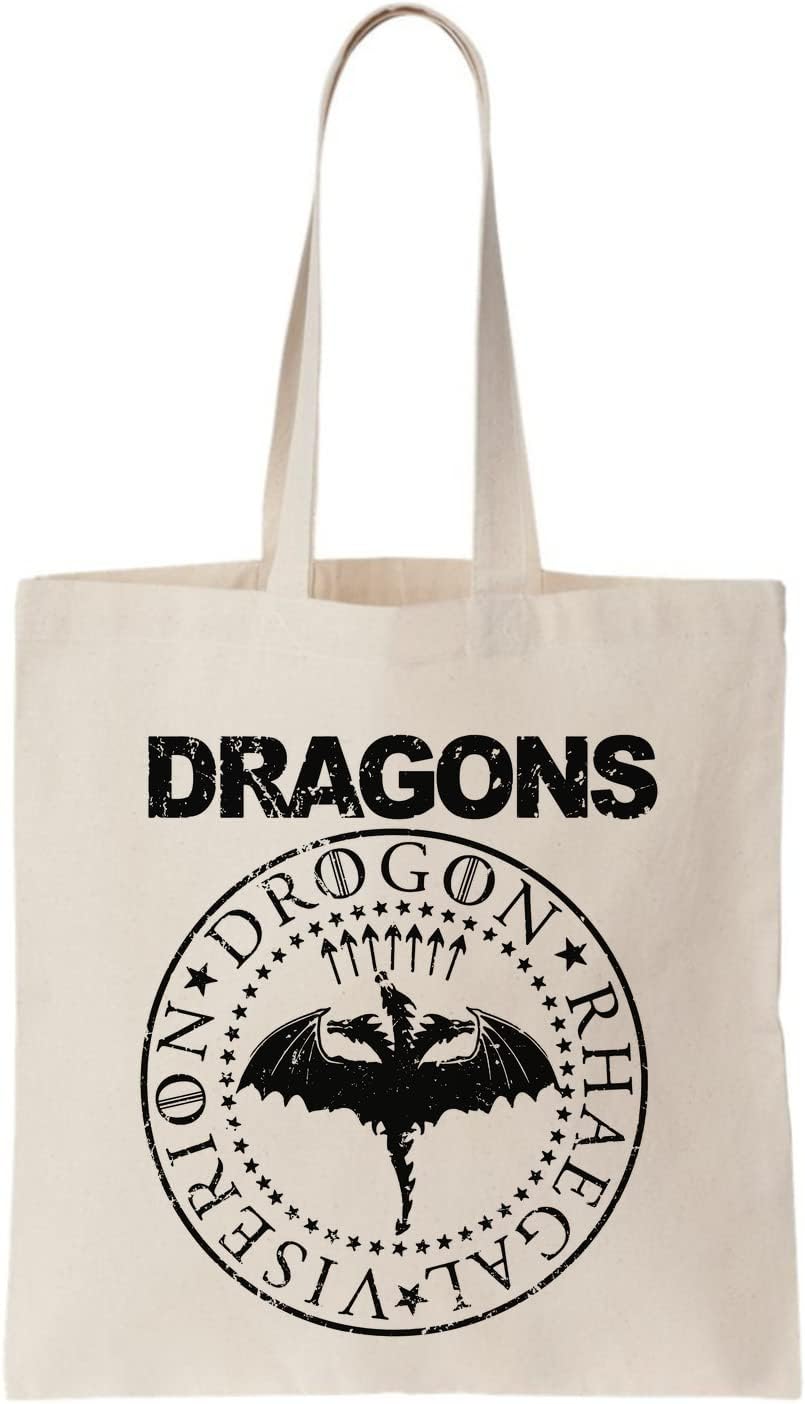 Dragons Rhaegal Viserion Dragon Artwork Canvas Tote Bag, Natural