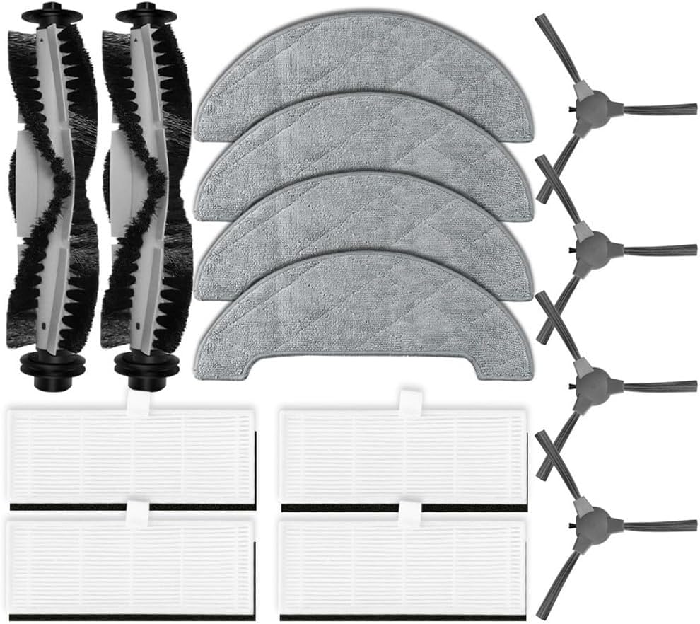 13PCS Accessory Kit Compatible with for INOMI LE7 SE8 Robot Vacuum Cleane, Including 1 Main Brush, 4 HEPA Filter, 4 Side Brush, 4 Mop Cloth