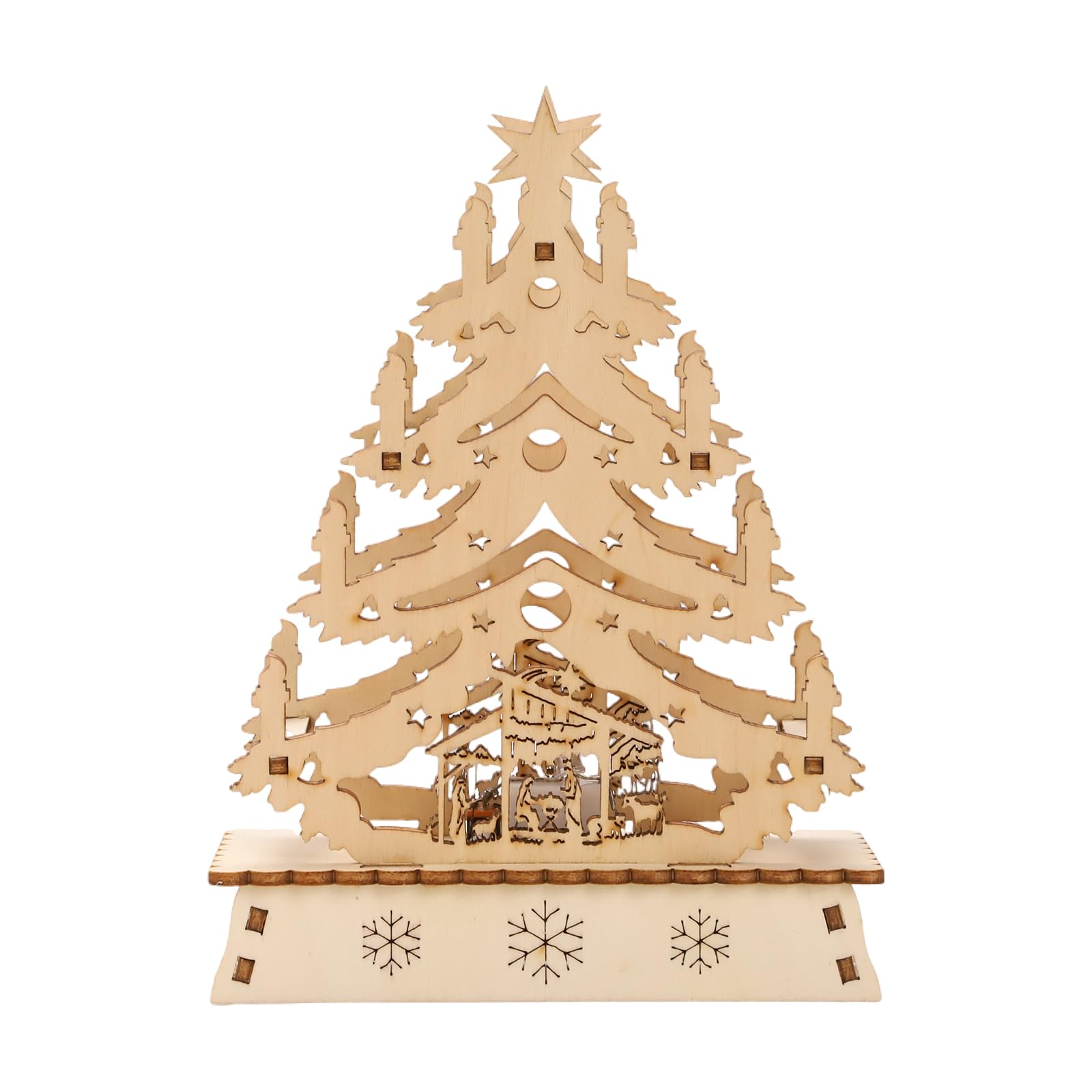Essent Glowing Christmas Tree Desktop Decoration Wooden Christmas Tree Decoration Wooden Glowing Ornament for Christmas Christmas Glowing House