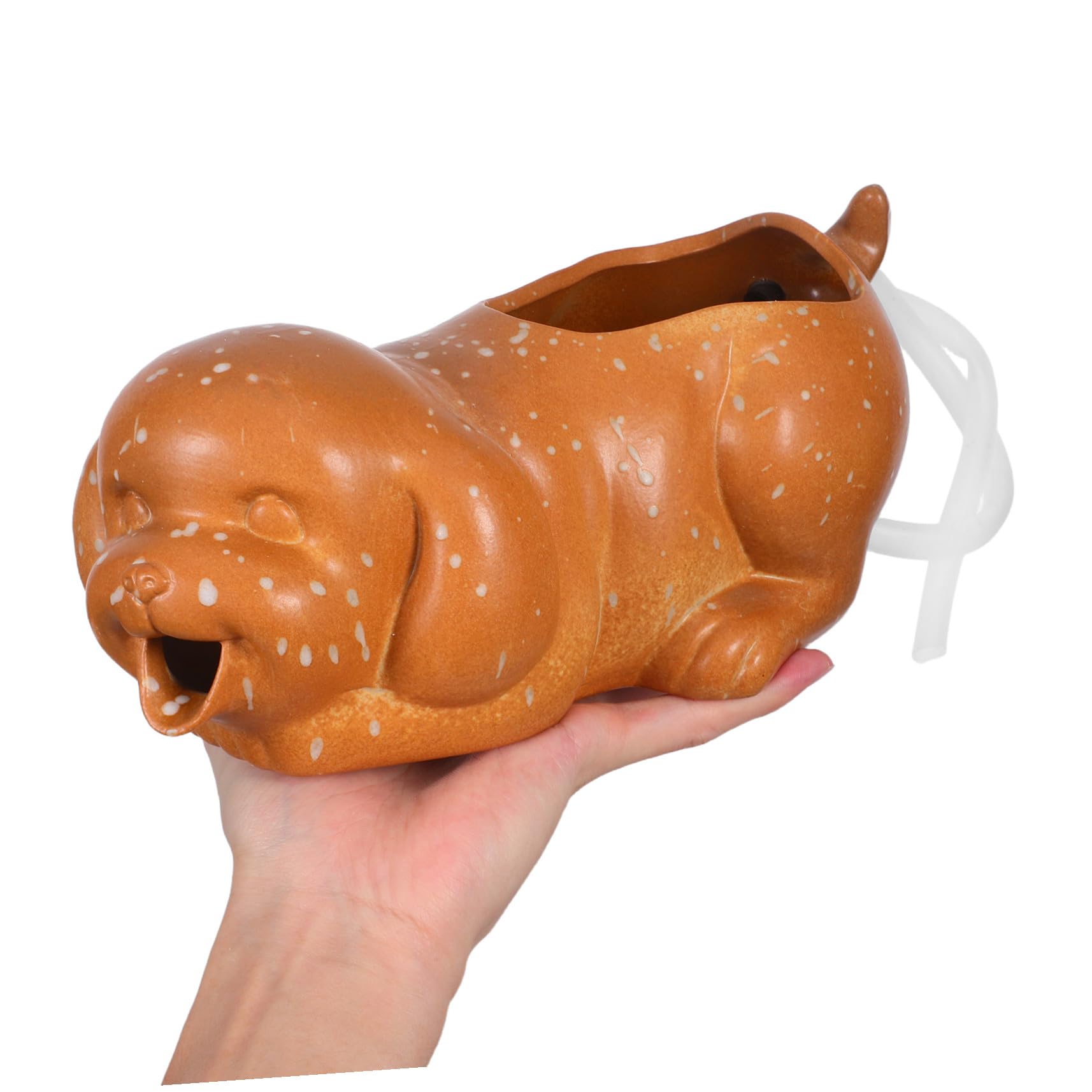 BESTonZON Fontana in Ceramica Beccuccio d Acqua Decorazione Per Acquario Scultura Forma Di Pesca Accessori Per Fontana Da Patio Cascata in Barattolo Per Esterno