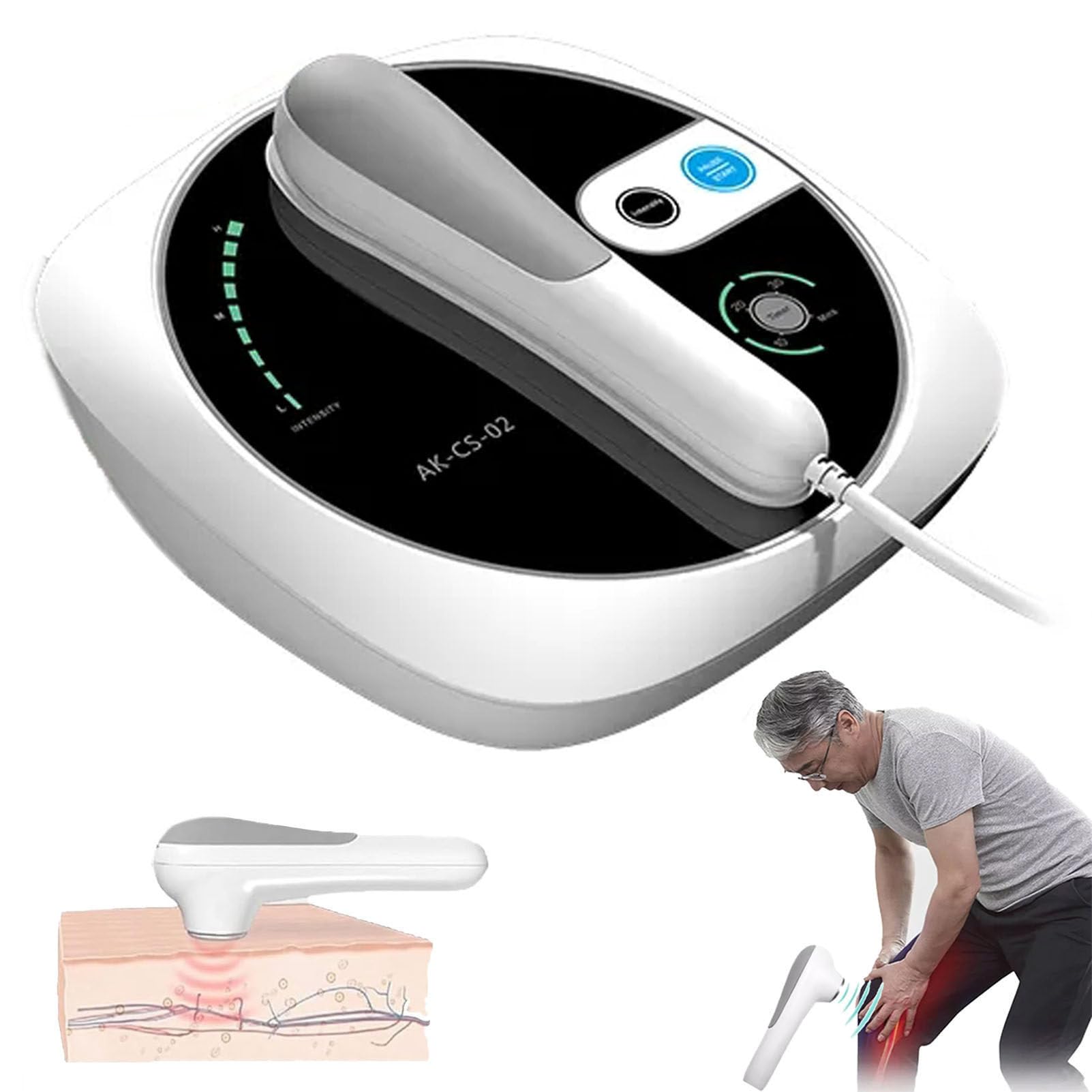 YMLUKzun Ultrasound Therapy Machine, Ultrasonic Physiotherapy Massager Device, LCD Screen Display, for Pain Relief Muscle Healing Body Massager Home Use, No Side Effects A