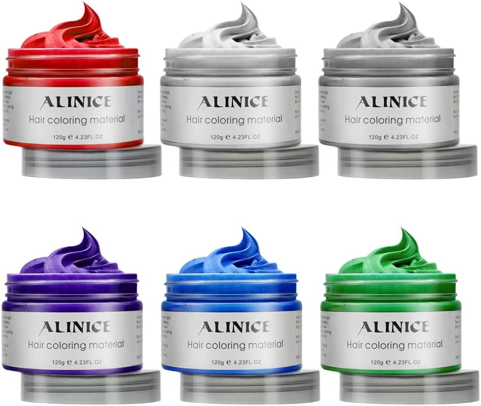 Hair Wax Professional Hair Color Wax for Men and Women, Long-lasting Moisturizing Modelling Hair Styling Fluffy Matte Hair Wax, 6Pcs
