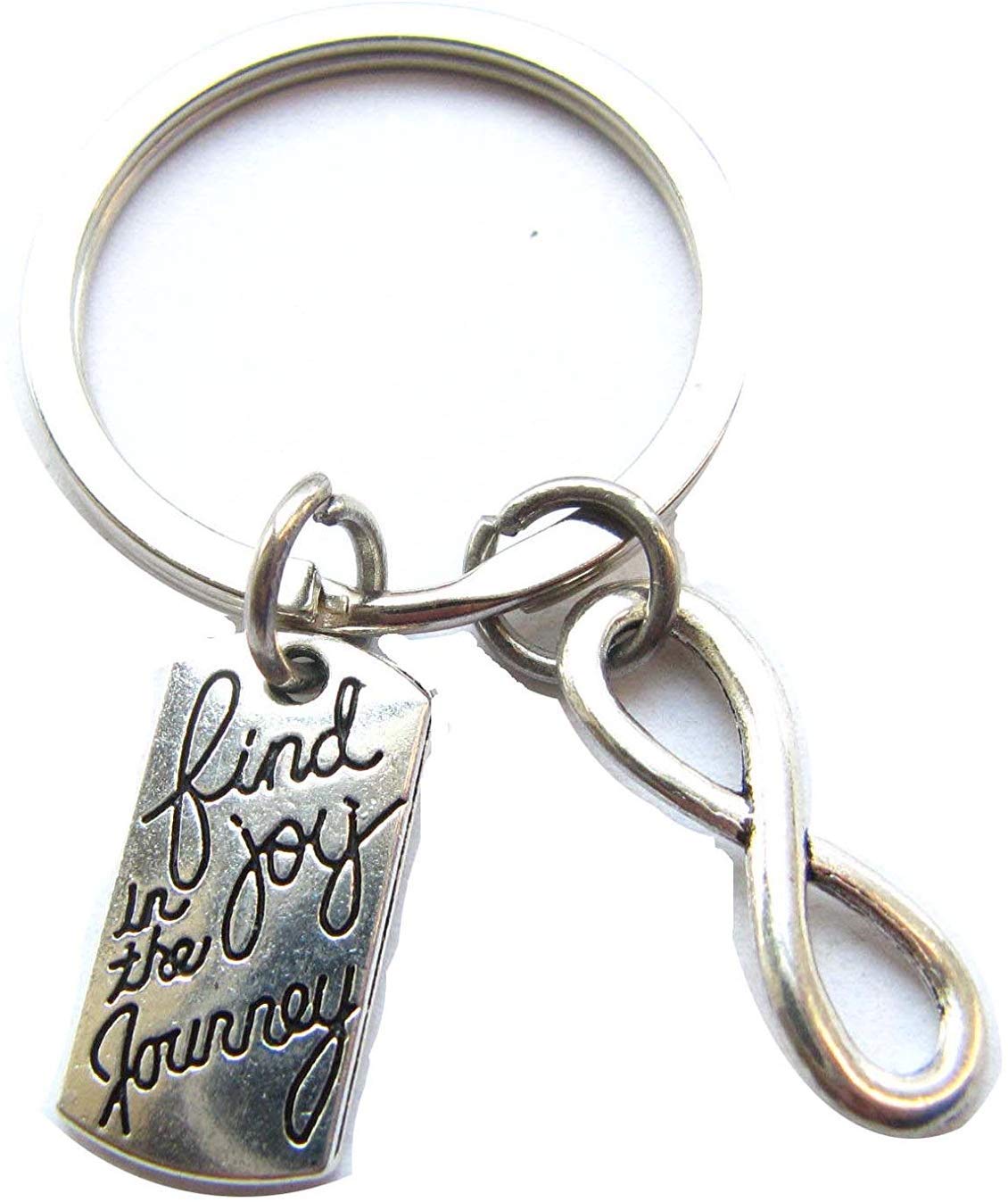 Keychain Men's Ancient Silver Find Joy In The Journey Infinity Charm ,Personalized Key Chain (2)