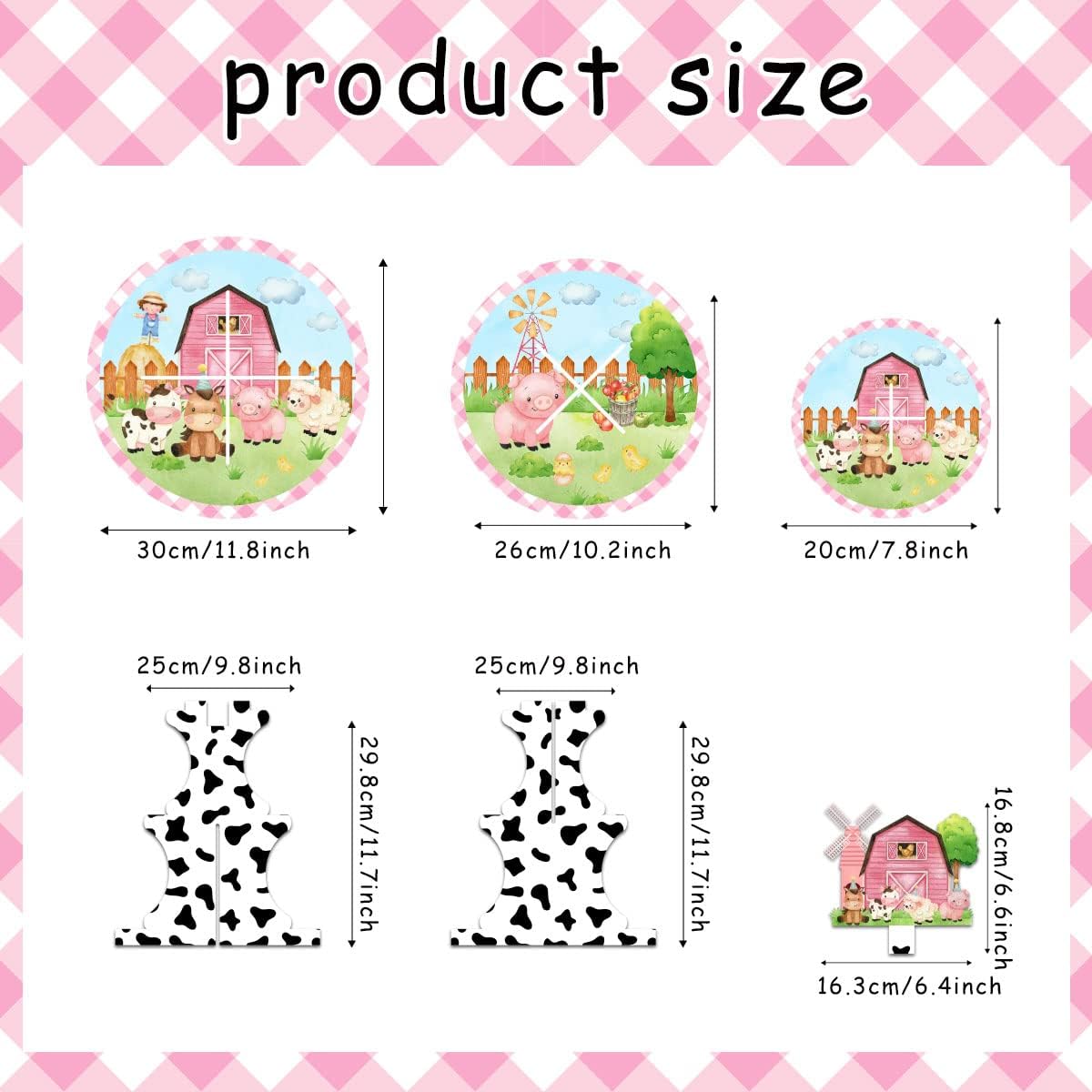 Farm Animal Party Cupcake Stand for Girls Pink 3-Tier Cake Stand Farm Theme Decorations Supplies Barnyard Table Cake Holder Decorations for Baby Shower Farm Animal Birthday
