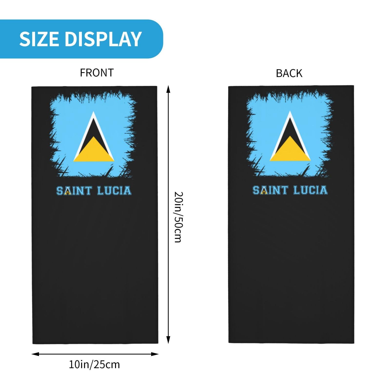 Vintage Saint Lucia St. Lucian Flag Neck Gaiter Face Mask for Men Women UV Protection Seamless Face Shield Cool Breathable Cycling Riding Running Headbands Bandana
