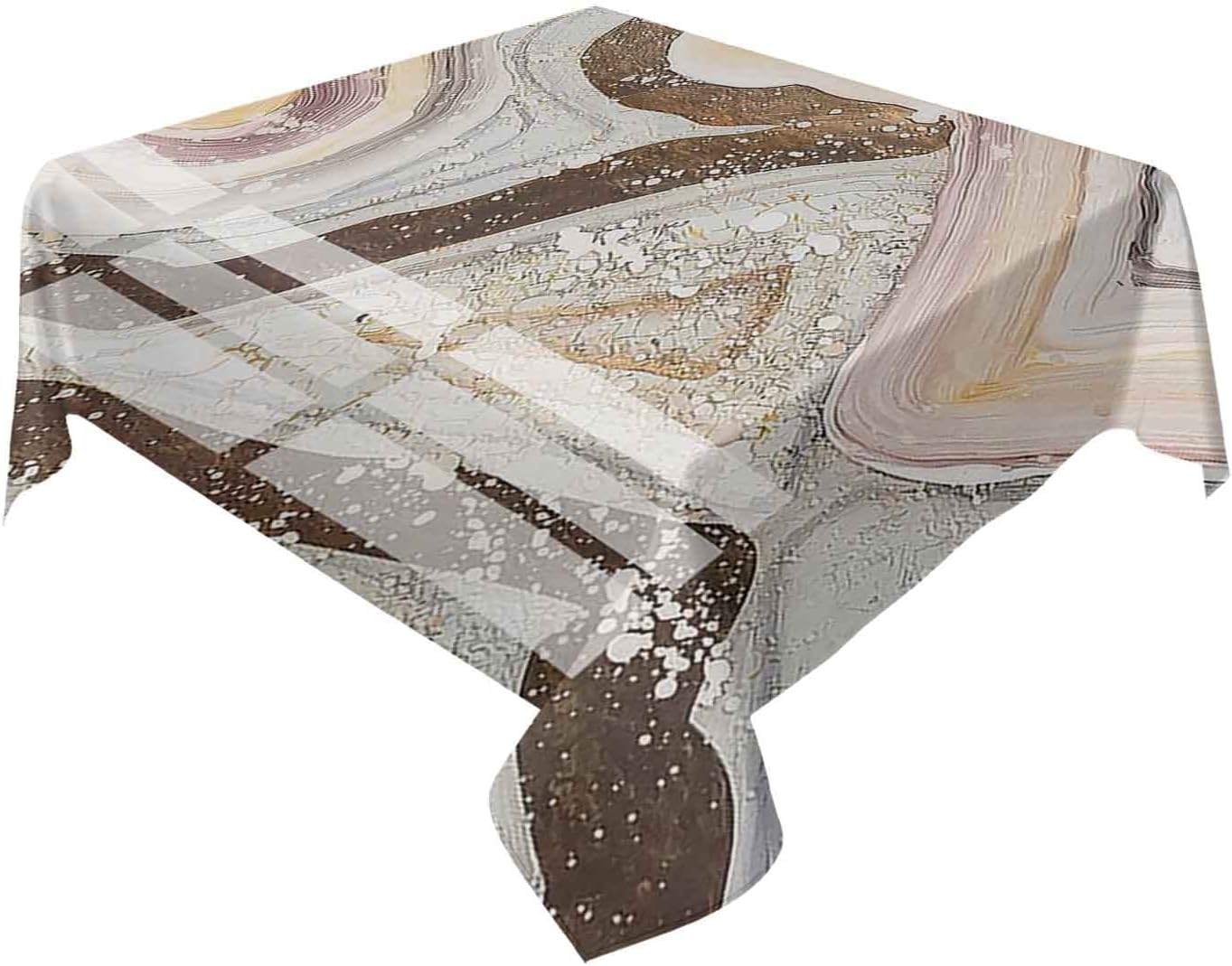 Waterproof Square Tablecloth 70x70 Inch, Washable Fabric Table Cloth for Picnic Camping Patio, Abstract Marble Texture Print Stain-Proof Table Cover, Reusable Tablecloths