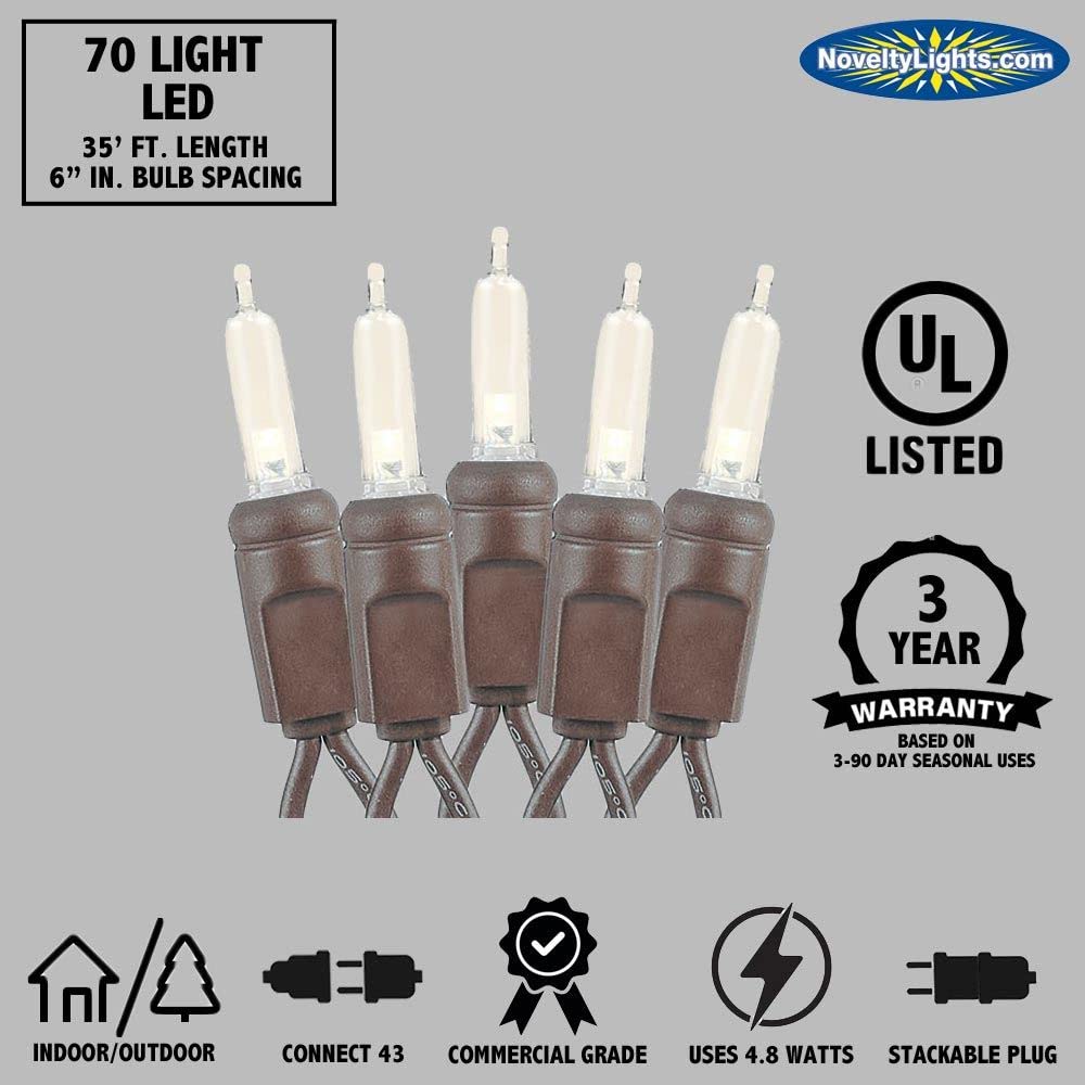 Novelty Lights Mini oświetlenie LED T5, 70 sztuk, do użytku na zewnątrz, na imprezę, do werandy, brązowe, 35 m