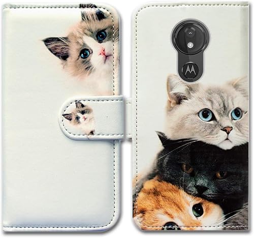 Bcov Funda para Moto G7 PowerMoto G7 Supra, lindo gato marrón cuero Flip Wallet Funda con ranura para tarjeta soporte soporte para Motorola Moto G7