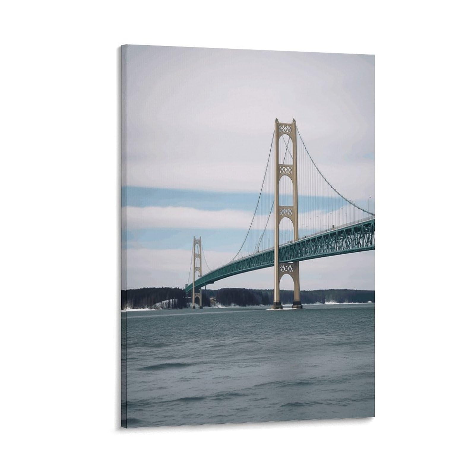 Mackinac Suspension Bridge Canvas Wall Art on Canvas Prints Artwork Exquisite Decor Artwork Hang Wall Picture Hangable Decor Painting Picture Printed Poster Art for Home Decor 20x30inch(50x75cm)