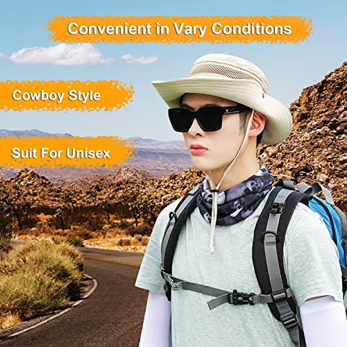 Image of Women Fishing Sun Hat Men Summer UV Protection Bucket Hats Mesh Ventilated Outdoor Hiking Gardening Beach Lawn Hat