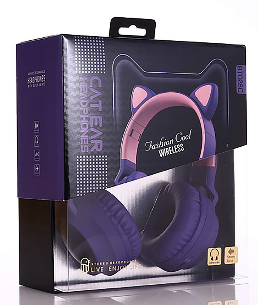 Bezprzewodowy zestaw słuchawkowy Bluetooth, jasnofioletowy składany zestaw słuchawkowy Bluetooth Smart Sports 3,5 mm komputer, wpuszczany mikrofon (wiele kolorów)