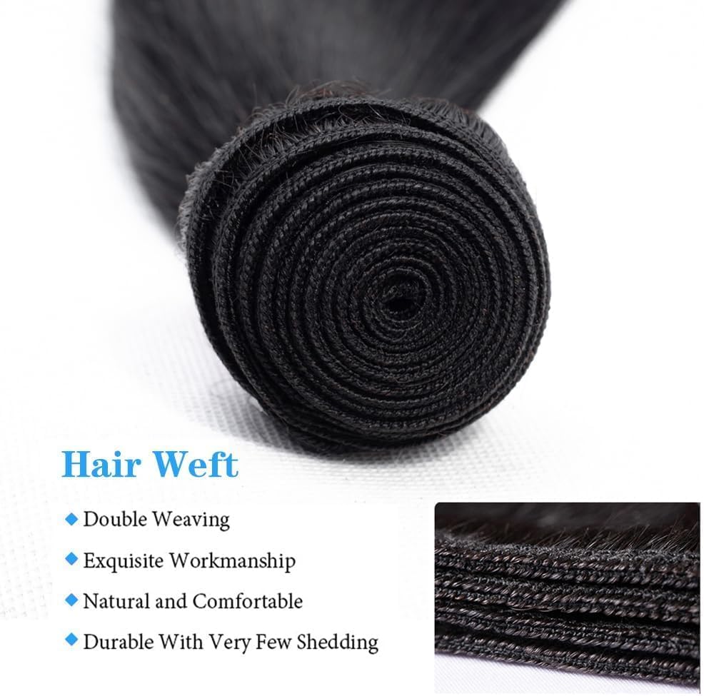 BLISSHAIR Straight 3 Bundles Human Hair Brazilian Straight Hair 100% Unprocessed Virgin Hair Weave Bundle Human Hair Extensions for Women Natural Color (Straight 161820) - Image 3